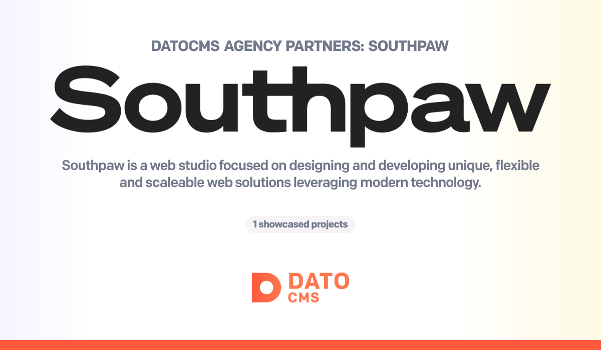 Datocms Logo Southpaw — DatoCMS Partners — DatoCMS