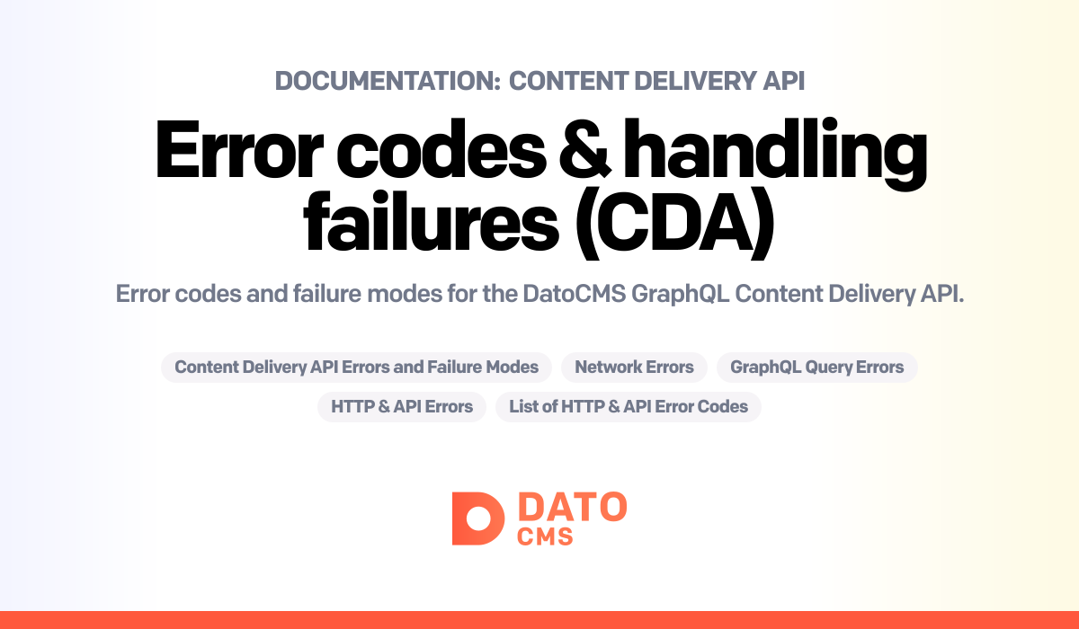 Error codes & handling failures (CDA) — DatoCMS