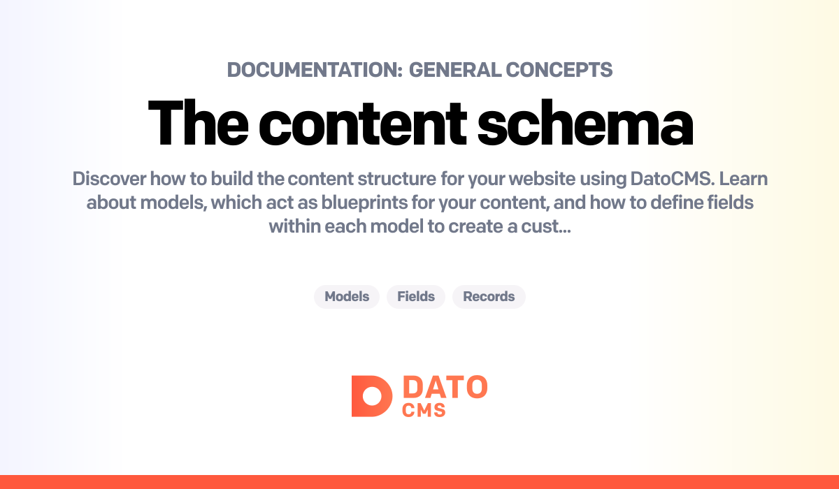 The content schema | Documentation — DatoCMS