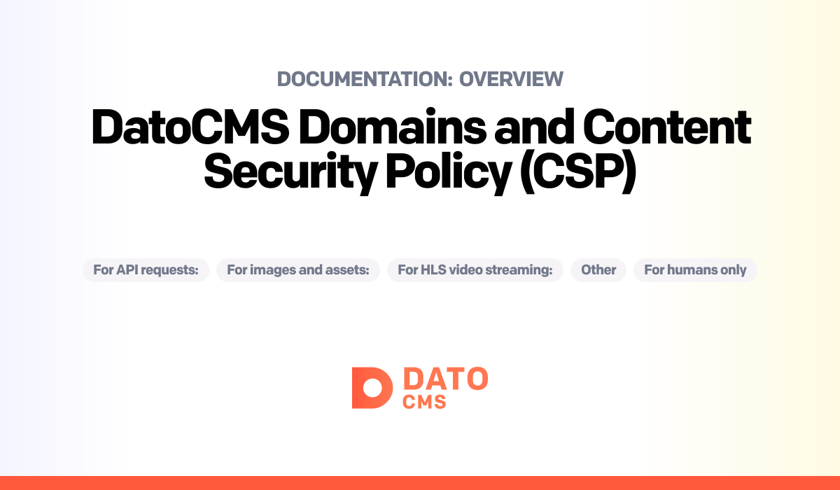 Datocms Logo Overview: DatoCMS Domains and Content Security Policy (CSP) — DatoCMS Docs