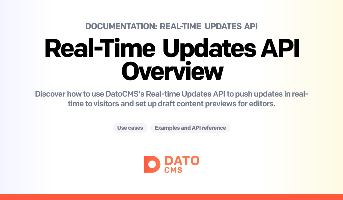 Real-Time Updates API Overview — DatoCMS Docs